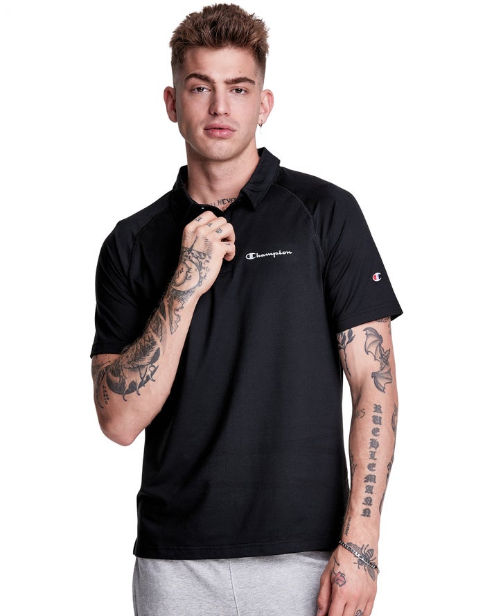 Champion Sport Polo Erkek Tişört Siyah ( PJVMOF307 )